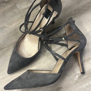 Gray faux suede Heels